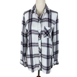 Beachlunchlounge Plaid Flannel Long Sleeve Button Down Top